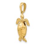 14K Solid Polished 3-D Turtle with Moveable Head and Legs Pendant - Image 5