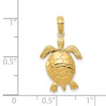 14K Solid Polished 3-D Turtle with Moveable Head and Legs Pendant - Image 4