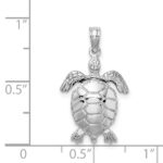 14K White Gold Polished 3-D Turtle with Moveable Head and Legs Pendant - Image 3
