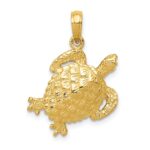 14k Solid Polished Open-Backed Turtle Pendant