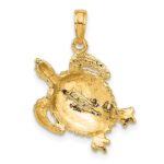 14k Solid Polished Open-Backed Turtle Pendant - Image 3