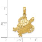 14k Solid Polished Open-Backed Turtle Pendant - Image 4