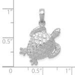 14K White Gold Solid Polished Open-Backed Turtle Pendant - Image 4