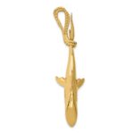 14K Hollow Polished 3-D Hanging Shark and Rope Pendant - Image 2