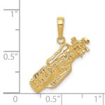14k Solid Polished Open-Backed Golf Bag with Clubs Charm - Image 4