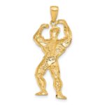 14k Solid Polished Weightlifter Pendant - Image 3