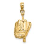 14K Polished 3-D Glove/Bat/Baseball Pendant - Image 3