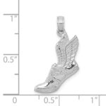 14k White Gold Polished Running Shoe with Wings Pendant - Image 4