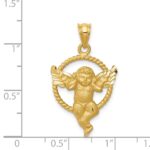 14k Satin Diamond-cut Angel in Circle Pendant - Image 4