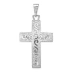 14k White Gold Large Filigree Crucifix Pendant - Image 4
