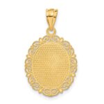 14k Solid Satin Polished Taurus Zodiac Oval Pendant - Image 3