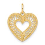 14K Polished Diamond-cut Filigree Heart Pendant - Image 3