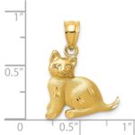 14k Satin Diamond-cut Cat Charm - Image 4
