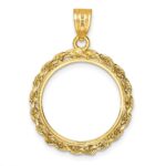 Wideband Distinguished Coin Jewelry 14k Diamond-cut with Rope 18.0mm Prong Coin Bezel Pendant - Image 3