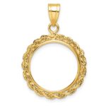 Wideband Distinguished Coin Jewelry 14k Polished Rope 16.5mm Prong Coin Bezel Pendant
