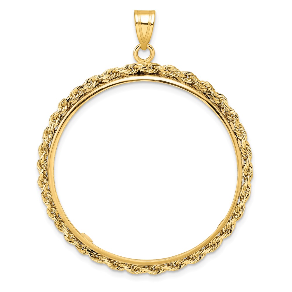 C3012_32.7.jpg Wideband Distinguished Coin Jewelry 14k Polished Rope 32.7mm Prong Coin Bezel Pendant - Image 1
