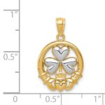 14k Rhodium-plated Shamrock and Claddagh Pendant - Image 4