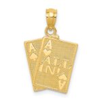 14k Ace of Hearts and Ace of Spades ALL IN! Cards Pendant