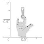 14K White Gold I Love You Hand/ Sign Language Pendant - Image 4