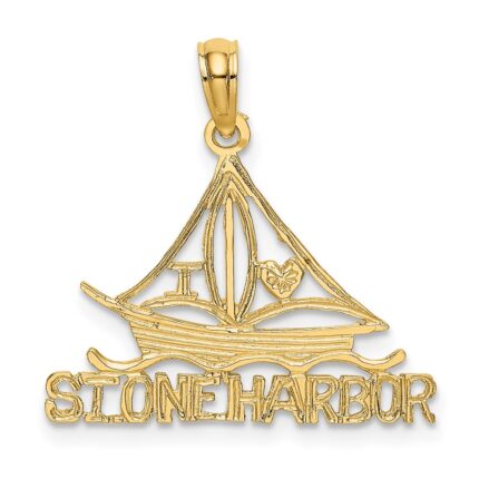 14k I HEART STONE HARBOR Sailboat Charm