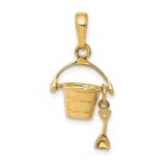 14k 3-D Beach Bucket with Moveable Shovel Charm