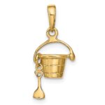 14k 3-D Beach Bucket with Moveable Shovel Charm - Image 3