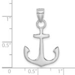 14K White Gold Polished 3-D Anchor Charm - Image 3