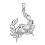 14K White Gold Stone Crab with Claw Extended Charm