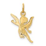 14k Satin Diamond-cut Angel Charm - Image 3