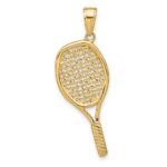 14k Solid Polished 3-D Tennis Racquet Pendant - Image 3