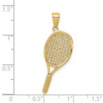 14k Solid Polished 3-D Tennis Racquet Pendant - Image 4