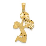14k Diamond-cut Cheerleader Jumping with Pom-Poms Charm