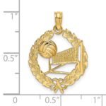 14k Volleyball Story in Leaf Circle Charm - Image 3