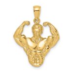 14k 3-D Bodybuilder Waist Up Pendant
