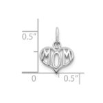 14k White Gold MOM Heart Charm - Image 4