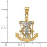 14k Two-tone Diamond-cut Mariners Crucifix Pendant - Image 4