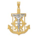 14k Two-tone Diamond-cut Mariners Crucifix Pendant