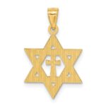 14k Diamond-cut Star of David with Cross Pendant - Image 3