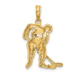 14k Hockey Player with Stick and Puck Charm - Image 4