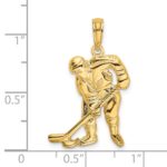 14k Hockey Player with Stick and Puck Charm - Image 3