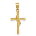 14k Polished Cross with Drape Pendant - Image 4