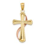 14K Two-Tone Polished Cross with Drape Pendant - Image 4