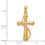 14K Two-Tone Polished Cross with Drape Pendant - Image 3
