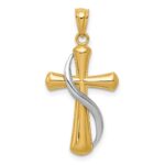 14K Two-Tone Polished Cross with Drape Pendant