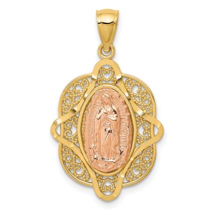 14k Two-tone Our Lady of Guadalupe Pendant