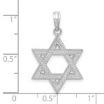14K White Gold Textured Star Of David Charm - Image 3
