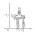 14k White Gold Polished Chai Pendant - Image 3
