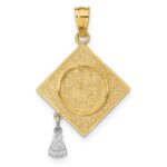 14k with White Rhodium 3-D Graduation Cap with Moveable Tassel Pendant - Image 3