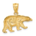 14K Satin Diamond-cut Bear Pendant - Image 3