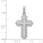 14K White Gold Lacey Trim Cross Pendant - Image 4